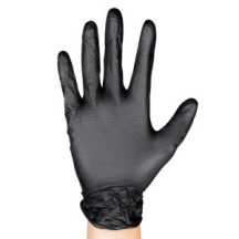 GUANTES NITRILO DIAMANTADO T.M NEG 100U
