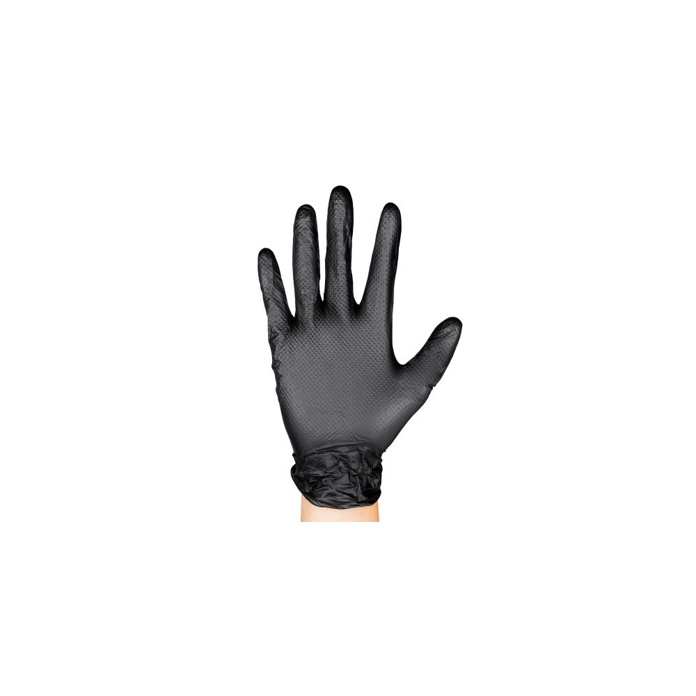 GUANTES NITRILO DIAMANTADO T.XL NEG 90U